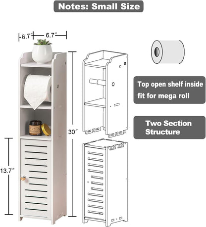 AOJEZOR Toilet Paper Holder Stand: Small Space Bathroom Storage for Renters