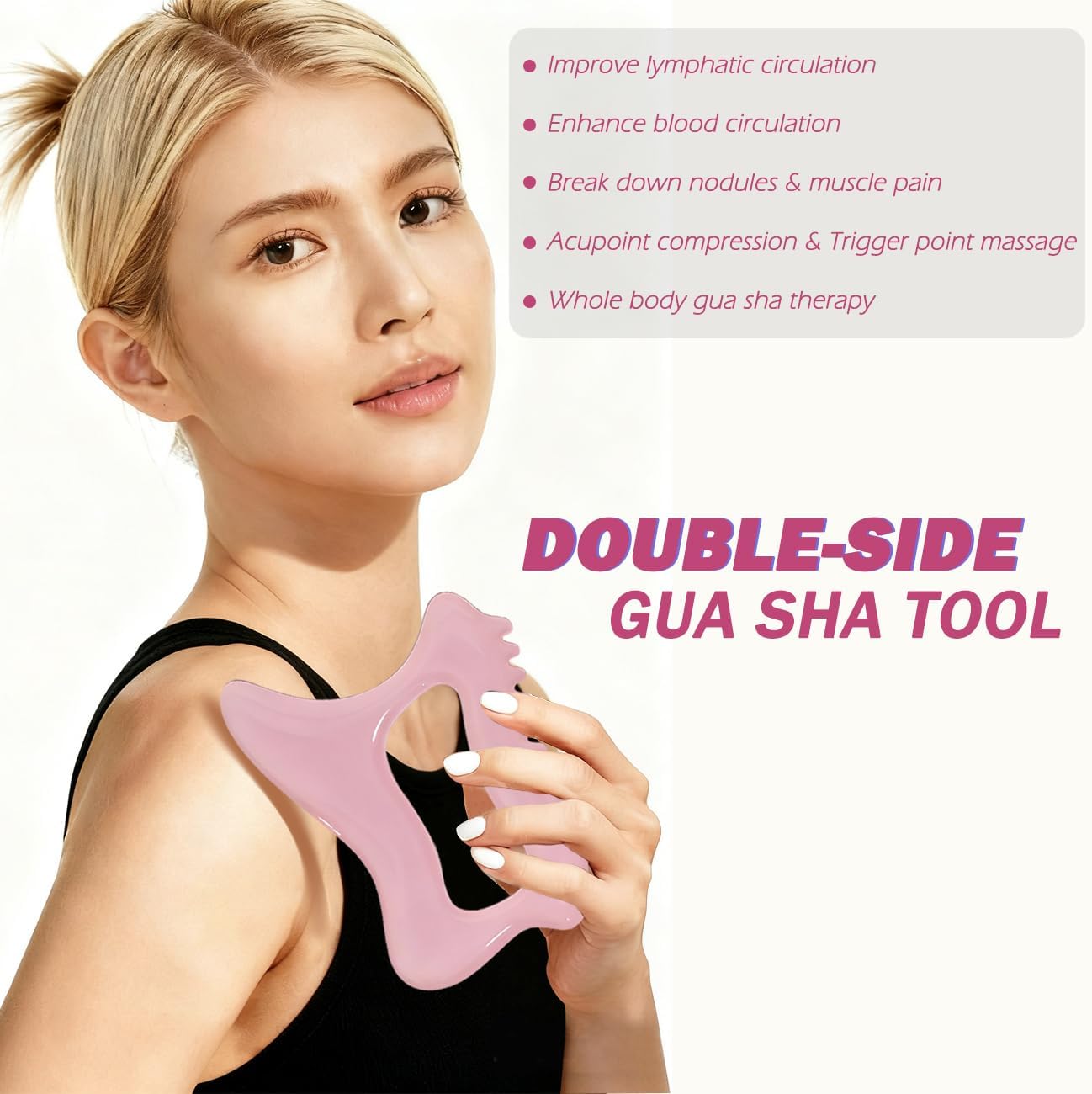 Lymphatic Massage Roller for Cellulite Remover Body Sculpting - Handheld Cellulite Massage Tool for Body Bloat Blood Circulation Lymphatic Drainage Pink