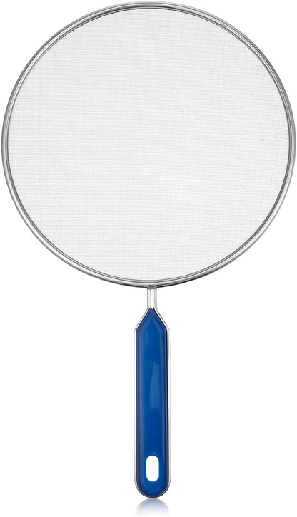 Stainless Steel Grease Splatter Screen for Frying Pan 8’’ Splatter Guard with Comfortable Grip Handle Pan Cover Cooking Protector Ultra Fine Mesh Prevents Oil Splatters and Messes for Frying Cooking