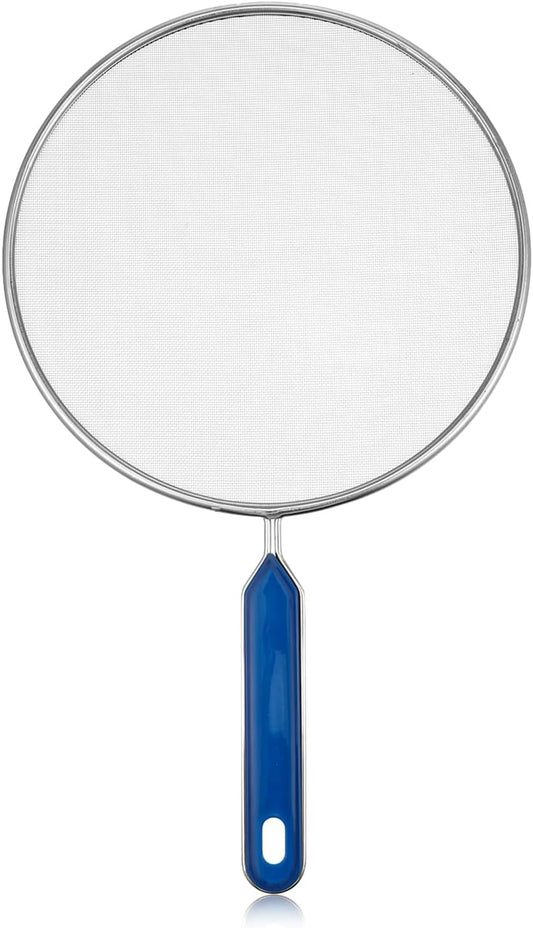 Stainless Steel Grease Splatter Screen for Frying Pan 8’’ Splatter Guard with Comfortable Grip Handle Pan Cover Cooking Protector Ultra Fine Mesh Prevents Oil Splatters and Messes for Frying Cooking
