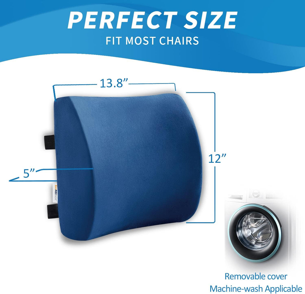 SAIREIDER Seat Cushion and Lumbar Support Pillow for Office Chair, Memory Foam Car Seat Cushions Back Support Pillows, Help Relieve Pain of Back, Lumbar, Tailbone and Sciatic Nerve（Black）