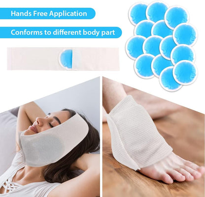 NEWGO Small Ice Packs for Injuries Reusable with Cloth Backing, 6 Packs | FSA Eligible, Round Hot and Cold Gel Pack, Flexible Cold Pack for Face, Toothache, Eyes Pain Relief