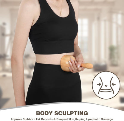 KintKita Wood Therapy Massage Tools, Anti Cellulite Massager Body Scraping Lymphatic Drainage Massager,Trigger Point Wood Therapy Gua Sha Tool for Body Sculpting,Back, Legs, Full Body Use