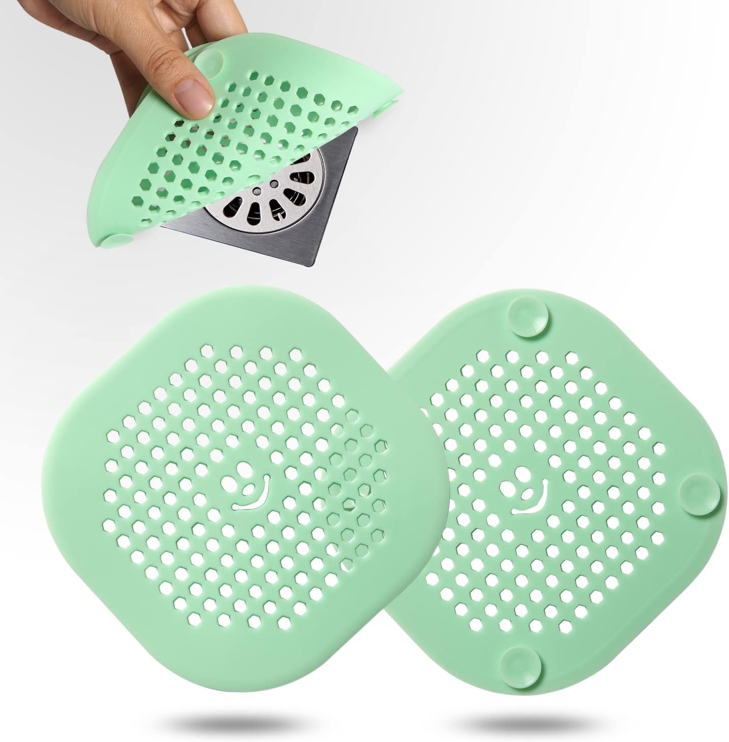 2 Pack Drain Hair Catcher Silicone Bathroom Accessories Shower Drain Protector Sink Drain Strainer Hair Stopper for Shower Kitchen Bathroom Tub Grey