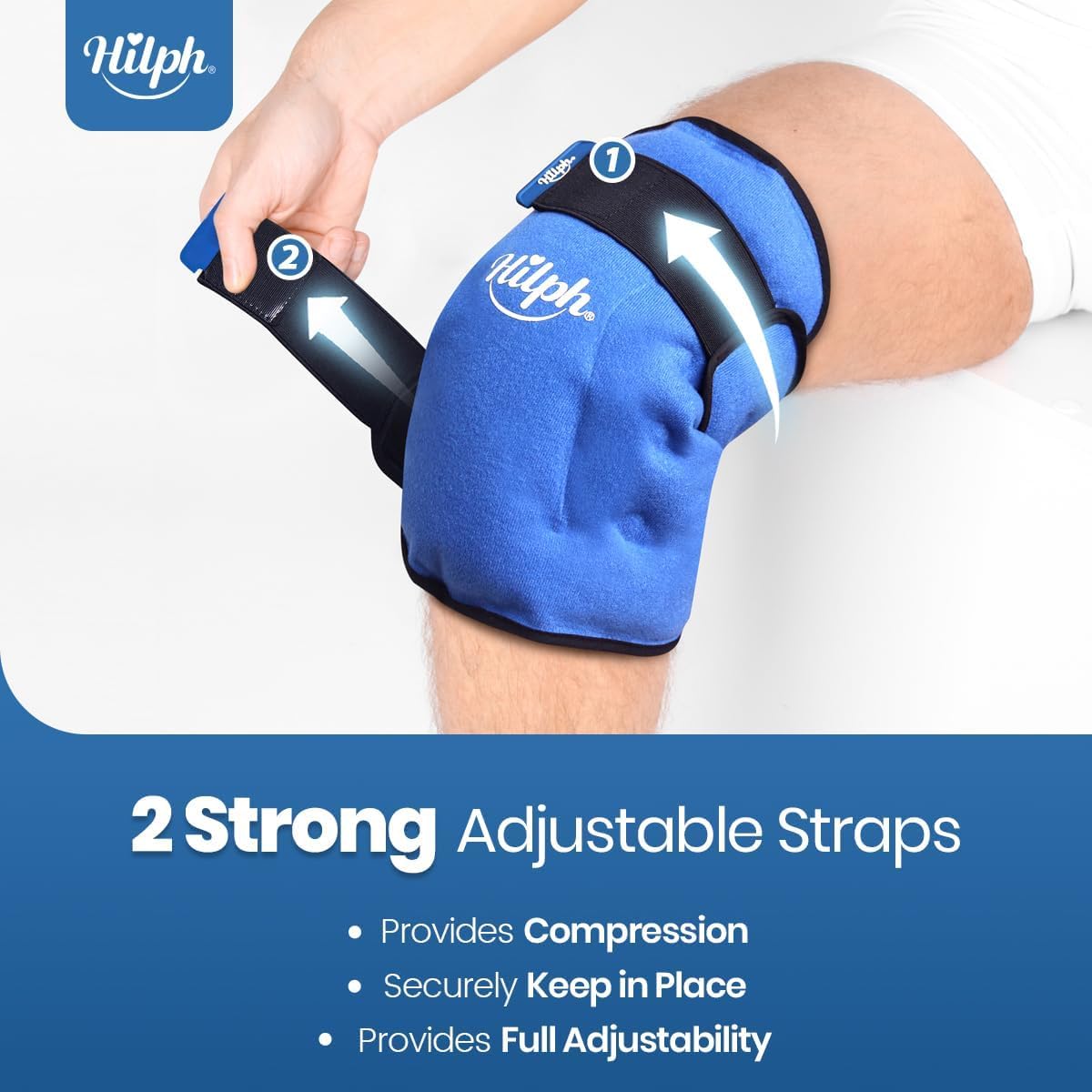 Hilph Ice Pack for Knee Pain Relief, Z-Shaped for Bendable & 360° Coverage | Easy Wear, Adjustable Cold & Compression Therapy Gel Ice Pack Wrap for Knee Replacement Surgery, Swelling, Meniscus Tear, ACL