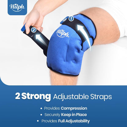 Hilph Ice Pack for Knee Pain Relief, Z-Shaped for Bendable & 360° Coverage | Easy Wear, Adjustable Cold & Compression Therapy Gel Ice Pack Wrap for Knee Replacement Surgery, Swelling, Meniscus Tear, ACL
