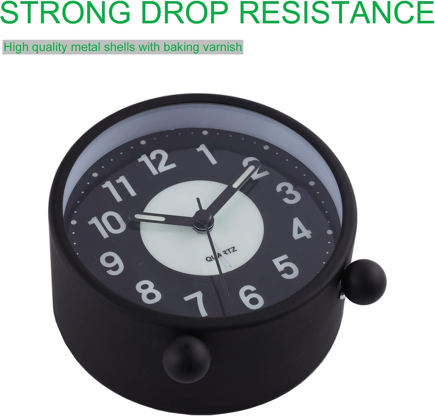 Alarm Clock Luminous 4 "Round Silent Analog Table Clock Non-Ticking, Battery Operated with Loud Alarm and Night Light Small Desk Clock for Bedroom, Bedside Table