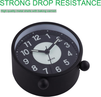 Alarm Clock Luminous 4 "Round Silent Analog Table Clock Non-Ticking, Battery Operated with Loud Alarm and Night Light Small Desk Clock for Bedroom, Bedside Table