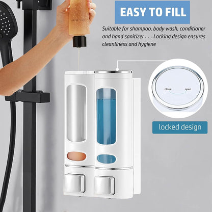 Single Wall Mounted Hand Soap Dispenser, 13.5oz/400ml Black Showe | Clear Refillable Liquid Lotion Soap Dispenser, Gel Container Shower Pump Dispenser and Organizer for Bathroom Kitchen