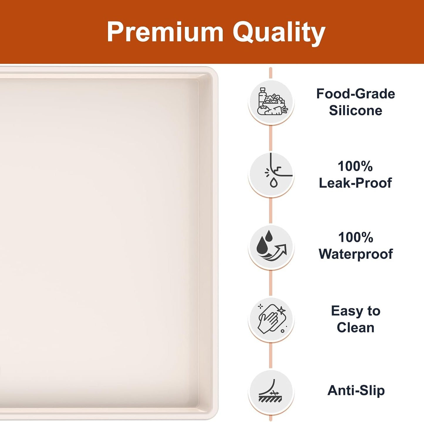34" x 22" Extra Thick Silicone Mat Waterproof with Raised Edge, | Under Sink Mat for Kitchen & Bathroom, Kitchen Cabinet Liner, Multi-Purpose for Storage & Protection