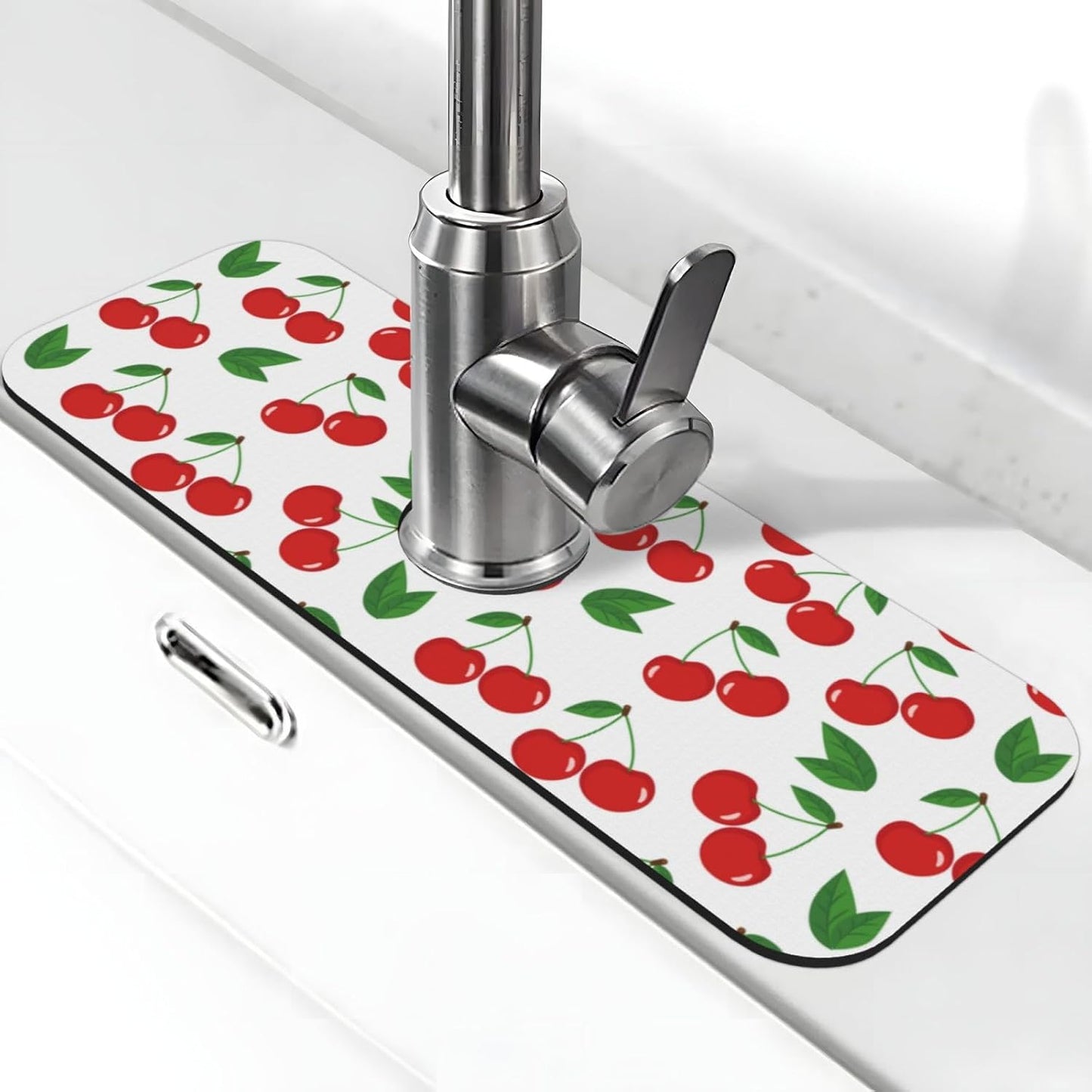 Abstract Flower Blooming Floral Watercolor Kitchen Sink Splash Guard Faucet Mat Super Absorbent Fast Drying Mat Sink Gadgets-Fast Drying Pad Sink Mat For Kitchen Bathroom (15" X 5.5" )