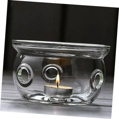 2pcs Glass Teapot Warmer High Borosilicate Tea Heating Pot Stands Without Candle for Home Office Tea House Coffee Shop Decor