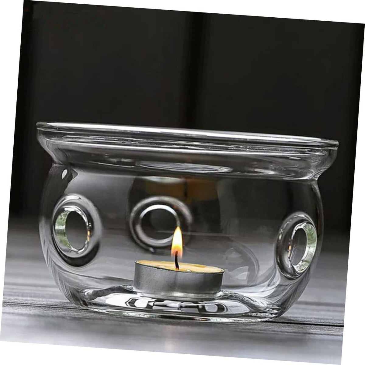 2pcs Glass Teapot Warmer High Borosilicate Tea Heating Pot Stands Without Candle for Home Office Tea House Coffee Shop Decor