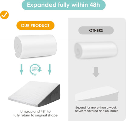 Cozymaker 10" Leg Elevation Pillows for Swelling, Cooling Gel Memory Foam Wedge Pillows for After Surgery, Sciatica Back Knee Hip Ankles Pain Relief, Leg Pillows for Sleeping