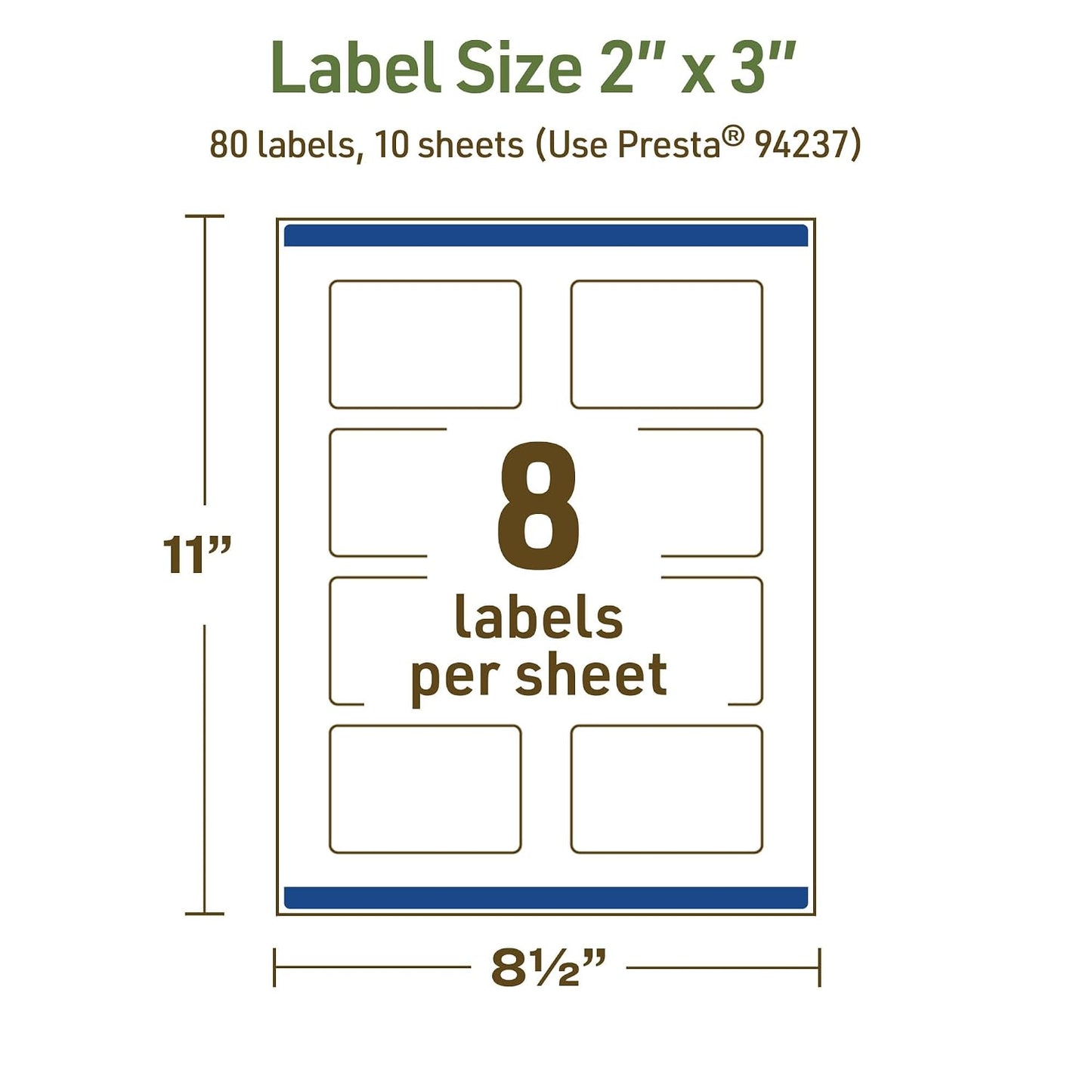 Avery Dissolvable Rectangle Labels, Sure Feed Technology, 2" x 3", Matte White, Print-to-The-Edge, Laser/Inkjet Printable, 40 Labels Total