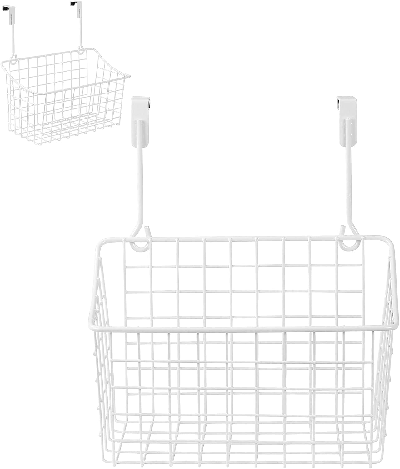 Spectrum Hanging Baskets for Organizing (Large, Satin Nickel) - Grid Over the Cabinet Wire Basket for Kitchen or Bathroom - Door Hanging Storage Organizer for Cleaning Supplies, Washcloths, & Towels