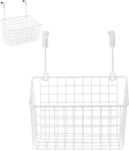 Spectrum Hanging Baskets for Organizing (Large, Satin Nickel) - Grid Over the Cabinet Wire Basket for Kitchen or Bathroom - Door Hanging Storage Organizer for Cleaning Supplies, Washcloths, & Towels