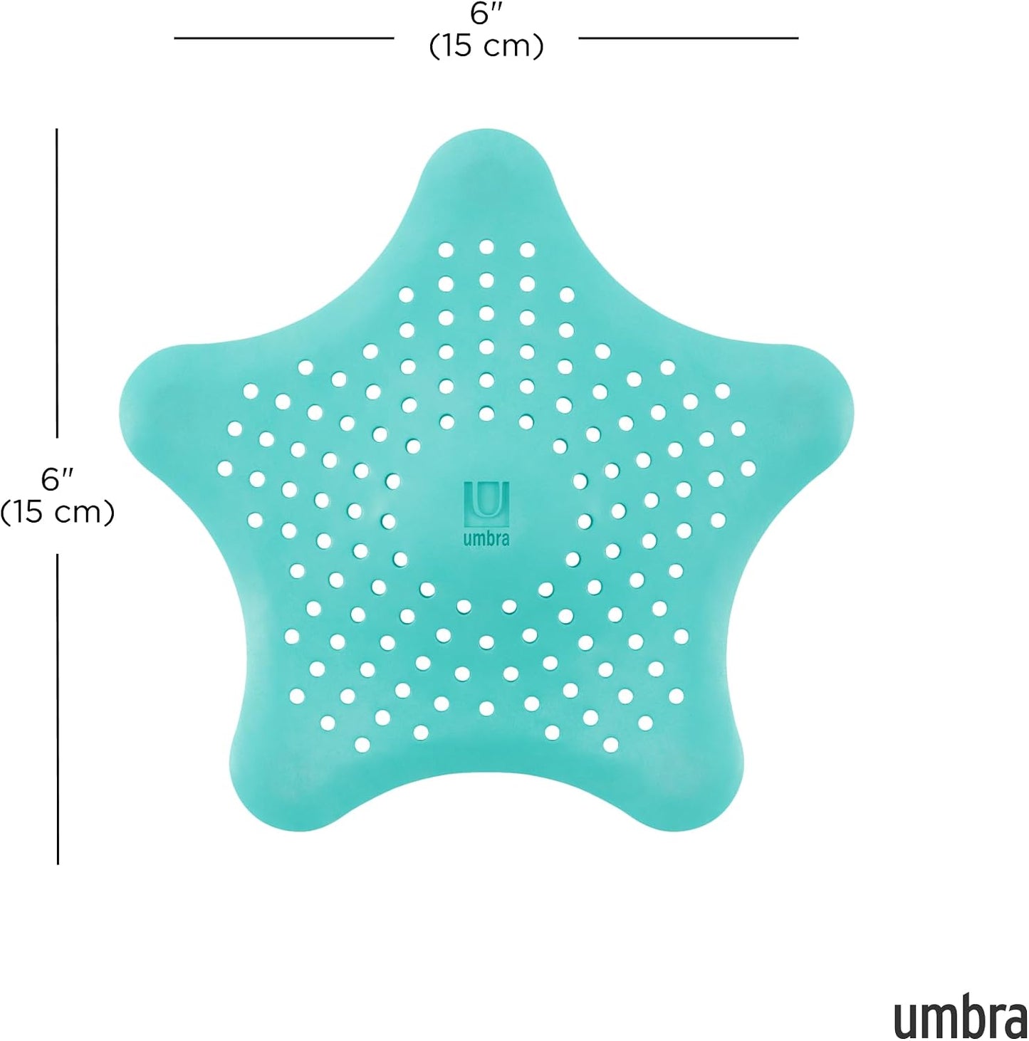 Umbra Starfish Hair Catcher, Suction Cup Drain Cover, 6-Inch, White | Silicone material, flexible and durable, water resistant seal, easy to clean, rust proof, fits standard tubs