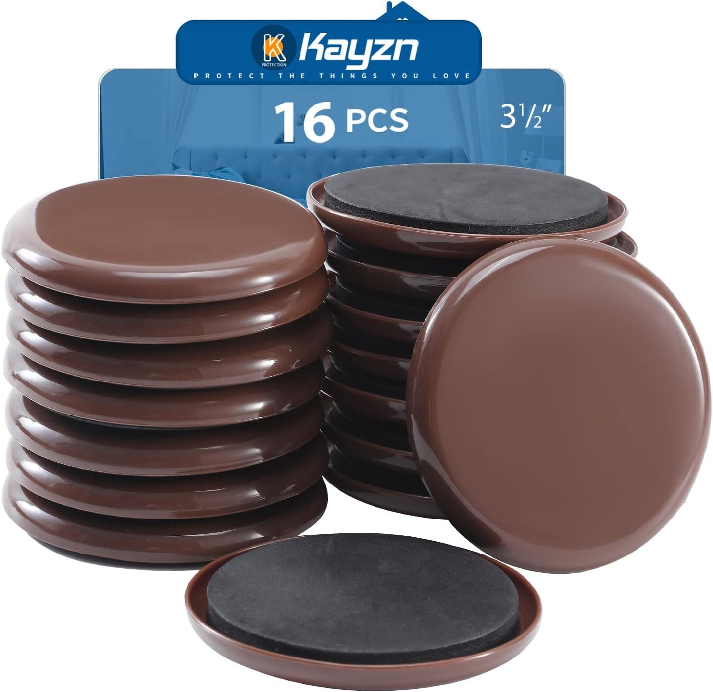 Furniture Sliders 8pcs 3 1/2 inch - Heavy Duty Reusable Round Sliders for Moving Furniture on Carpet, Easily Move Couches/Beds/Armoires/Chair/Table/Cabinet