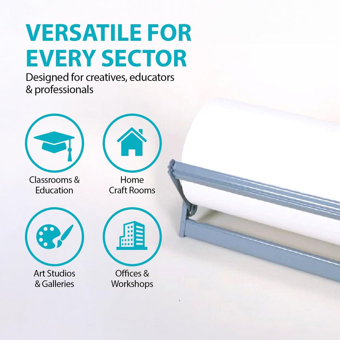30 Inch Paper Roll Dispenser with Cutter, Desktop or Wall Mount Set Up | Straight Edge Paper Cutter, Made in USA Roll Dispenser, Versatile Use for Home, School, or Office, Compatible w/ Large Rolls