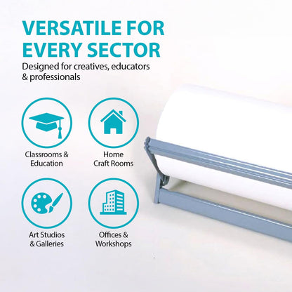 30 Inch Paper Roll Dispenser with Cutter, Desktop or Wall Mount Set Up | Straight Edge Paper Cutter, Made in USA Roll Dispenser, Versatile Use for Home, School, or Office, Compatible w/ Large Rolls