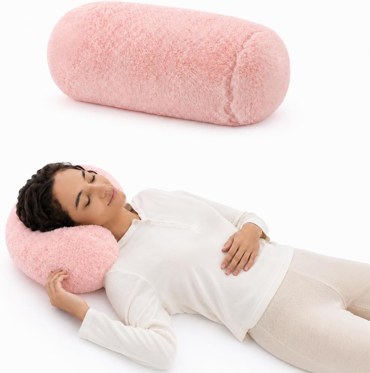 Berkshire Cervical Neck Roll Pillow with Extra-Fluffy™ Removable Cover, Multi-Purpose Bolster Cushion for Couch, Office & Travel, One Size 13.5" x 7.5", Smoke