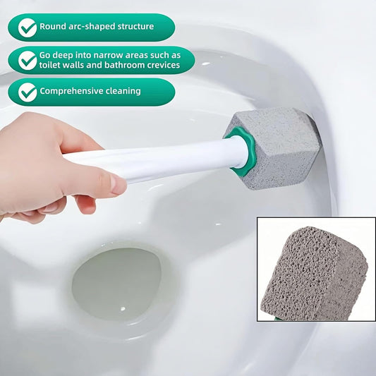 Pumice Stone Toilet Cleaning Kit with Long Handle - Effortless Hard Water Stain Remover for Toilets, Tubs & Tile - Includes 1 Handle + 3 Pumice Stones, Safe for Porcelain & Ceramic Surfaces