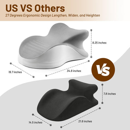 Memory Foam Ergonomic Wedge Pillow, Reading Pillow for Bed, Headboard Pillow Support for Back Pain, Acid Reflux & Sitting Up, Ideal for Massage with Removable Cover