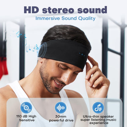 Sleep Headphones Bluetooth Headband for Side Sleeper 2-Pack, 17H Playtime, Wireless Headband Headphones with HD Stereo Speakers for Workout,Running,Yoga, Ideal Gifts for Men, Women, Teens