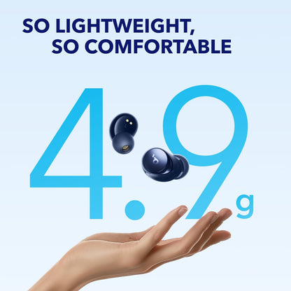 soundcore by Anker Space A40 Auto-Adjustable Active Noise Cancelling Wireless Earbuds, Reduce Noise by Up to 98%, 50H Playtime, Hi-Res Sound, Comfortable Fit, App Customization, Wireless Charge (Blue) | Reduce Noise by Up to 98%, Ultra Long 50H Playtime,