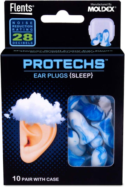 Flents Protechs Super Sleep Foam Ear Plugs, NRR 29, 10 Pair, Teal
