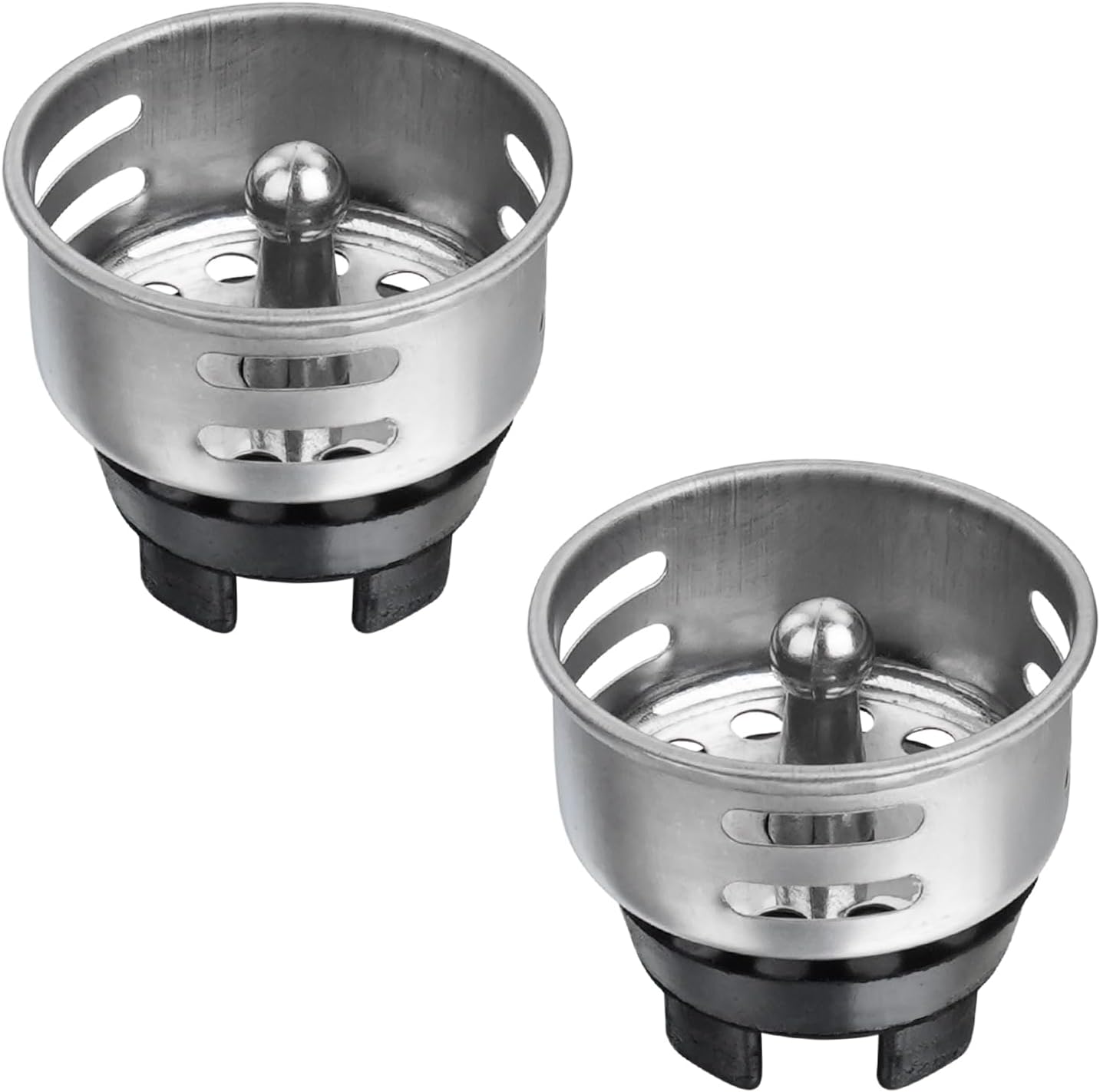 Small Basket Strainer for 2-inch Sink Drain, Bar/rv Sink Strainer | Commercial Grade 304 Stainless Steel with Chrome Finish, TINY strainer (with Rubber Stopper, holds water but NOT watertight)