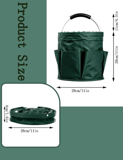 Cleaning Caddy with Handle, for Cleaning Supplies Organizer Bucket | Foldable Storage Tote with 6 Pockets,17L Large Capacity Basket for Household Organizer,Laundry Room,Bathroom & Home