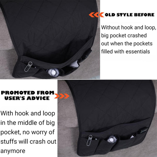 Teniux Armrest organizer GRS Certified Non-Slip Remote Control Holder with 5 Pockets Couch Sofa Chair Armchair Caddy For Smart Phone, Book, Magazines, Ipad (Black)