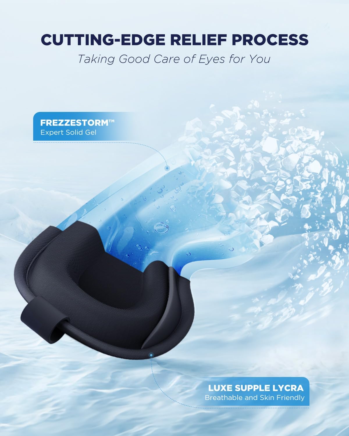 3D Cooling Gel Eye Mask - Reusable Cold Sleep Mask, Eyes Ice Pack with Hot & Cold Compress Therapy for Puffiness, Dark Circles, Dry Eyes, Headaches and Stress Relief (Black,1 Pack)