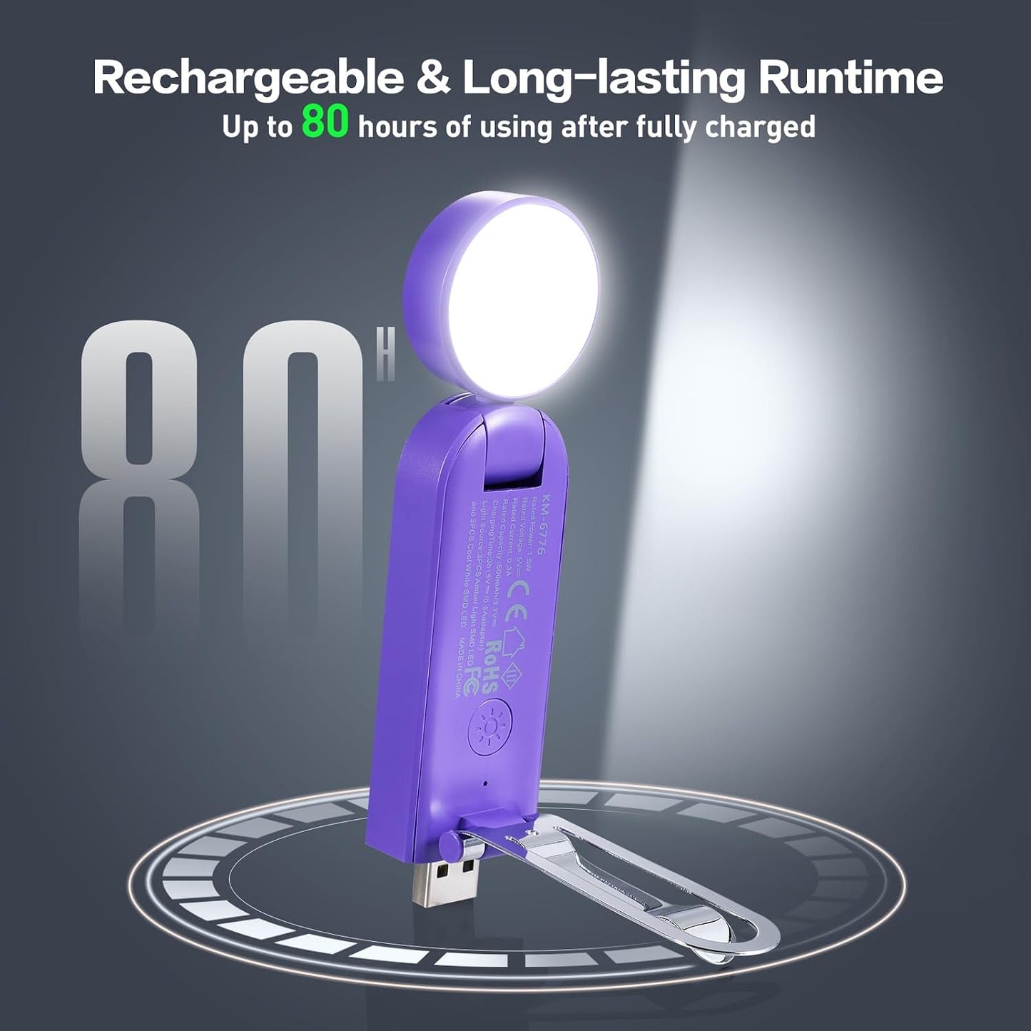 VAVOFO USB Rechargeable Bookmark Reading Light, Blue Light Blocking Amber LEDs for Bedtime Reading - Clip On, 9 Lighting Modes