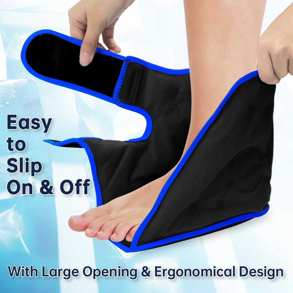 Ankle Ice Pack Wrap for Heel Swelling Pain Relief Reusable Gel Hot Cold Compress for Achilles Tendonitis Plantar Fasciitis, Post-Surgery, Sports Injury(1pcs,Blue)