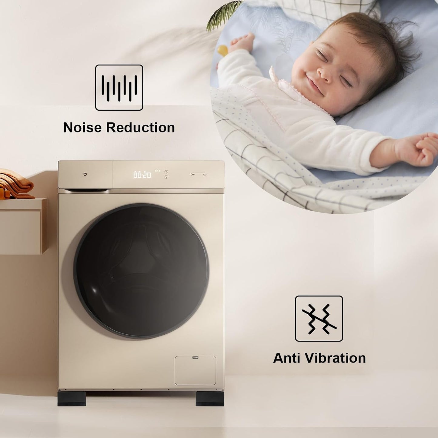 4Pcs Anti Vibration Pads for Washing Machine, Reduce Washer Dryer Moving | Washer and Dryer Pedestals,Prevents Noise Vibration Transfer, Antivibration Stabilizer Support Feet (Increase1.8in)