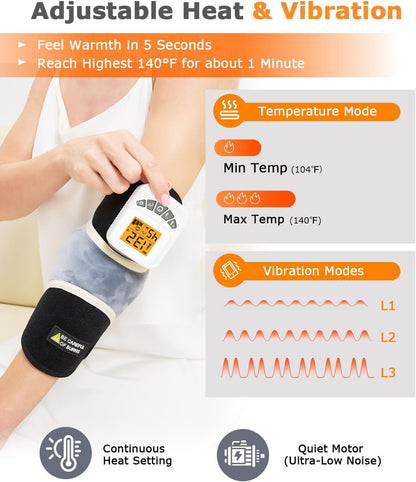 Cordless Foot Warmer with Heat and Massage - Rechargeable Heating Pad for Feet, 3 Temp & Vibration Levels, 60 Min Timer for Plantar Fasciitis, Ankle Pain, Cold Feet at Home, Office, Sleeping