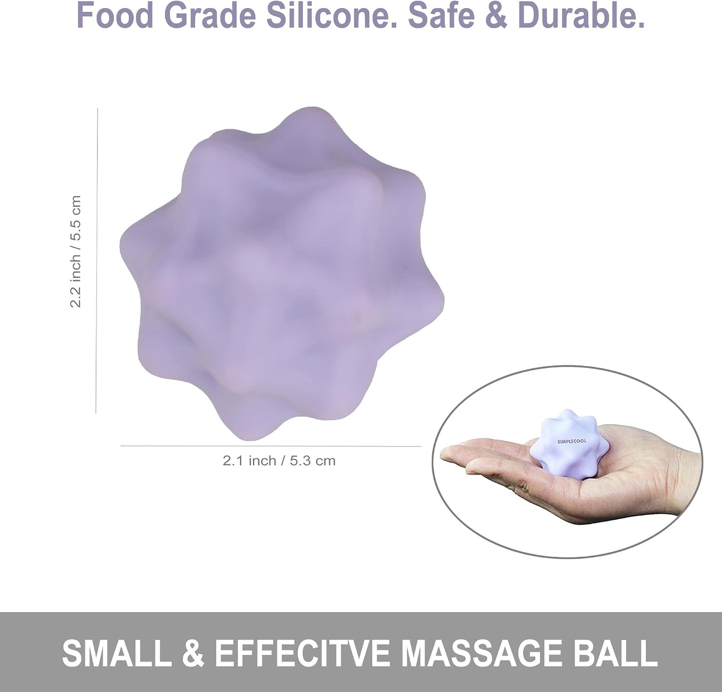 Small Spiky Massage Ball Trigger Point Massage Tool 2.2"×2.1" Blue | Solid Bumpy Massager for Deep Tissue Myofascial Release Hand Foot Plantar Fasciitis Pain Relief Knots Acupoint Yoga Fitness