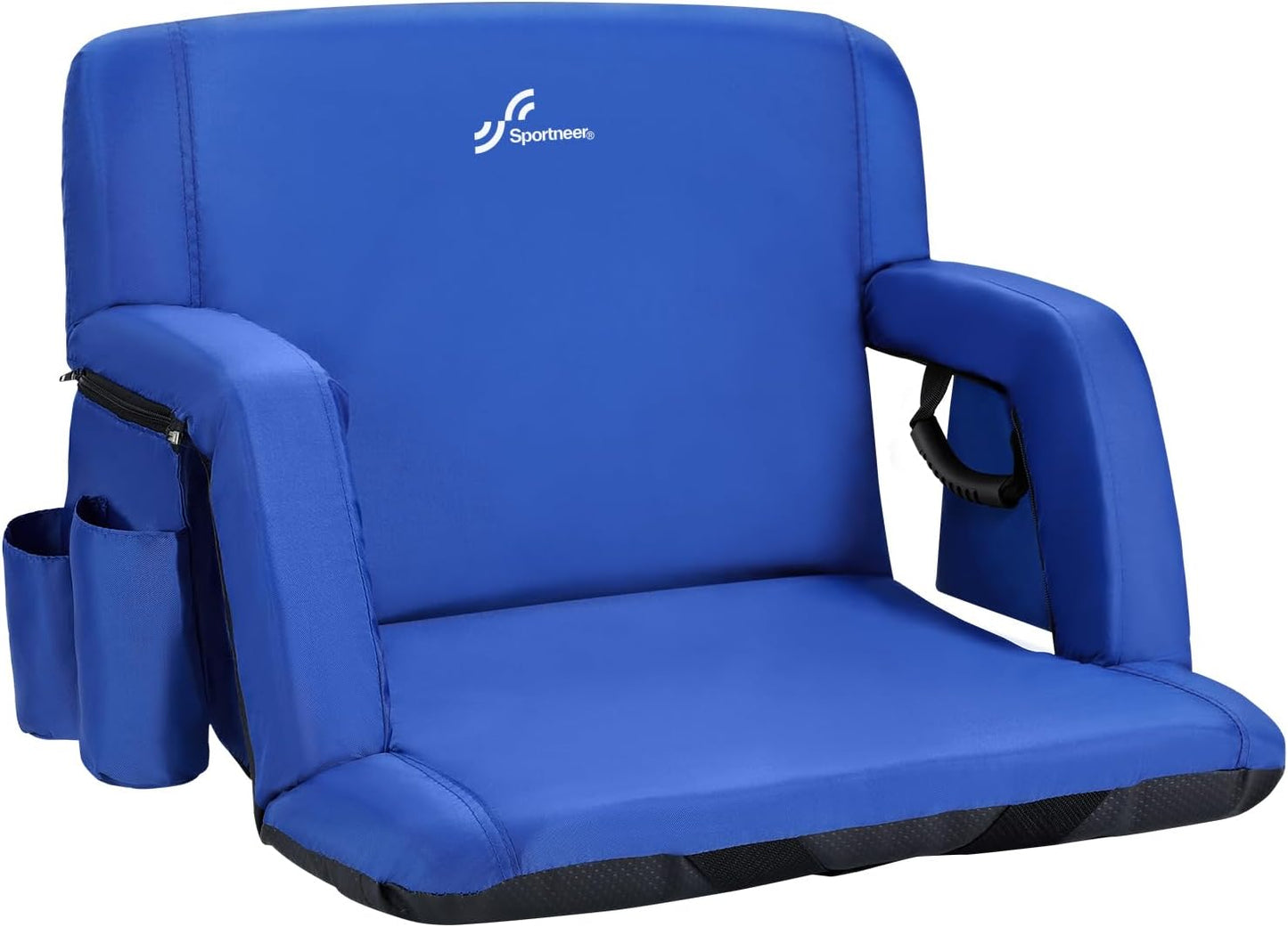 Sportneer Stadium Seats with Back Support: 2.5'' Thick Comfy Cushion 6 Adjustable Angle Bleacher Seat with Armrest - 2 Large Pockets, 2 Cup Holders Stadium Chair for Sport Events Concerts Parks