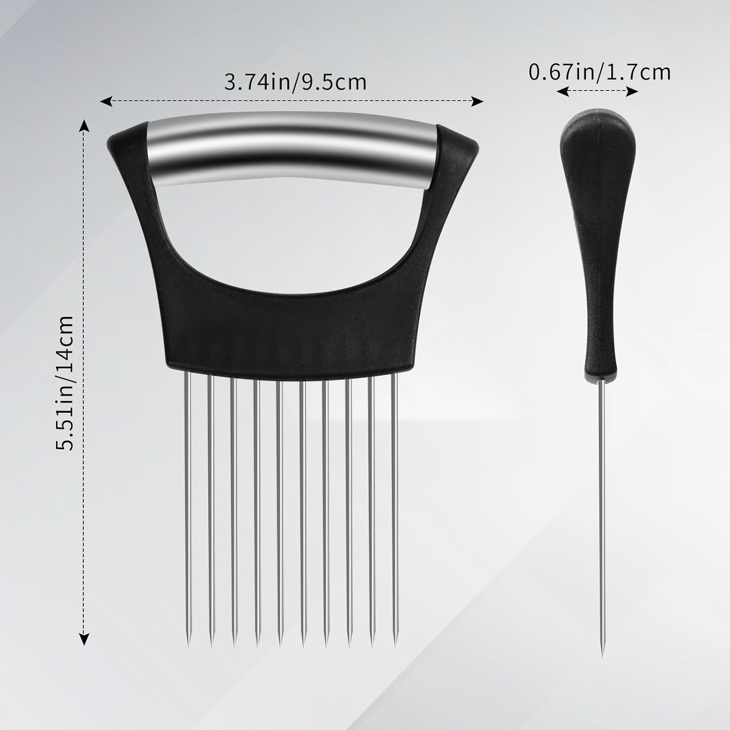 Onion Slicer Holder,Stainless Steel Onion Slicer for Slicing of Onions,Potato,Tomatoes,Avocados,Eggs and Vegetables(2PCS Black)