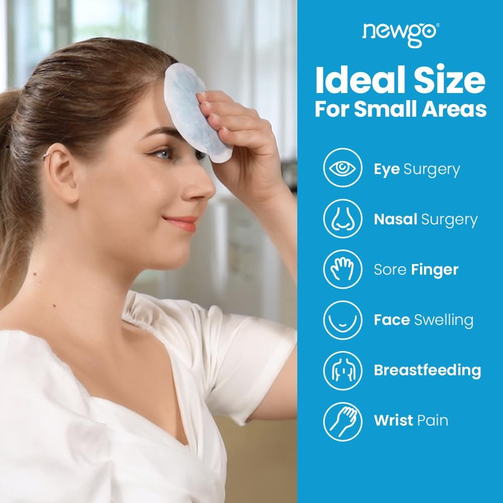 NEWGO Small Ice Packs for Injuries Reusable with Cloth Backing, 6 Packs | FSA Eligible, Round Hot and Cold Gel Pack, Flexible Cold Pack for Face, Toothache, Eyes Pain Relief