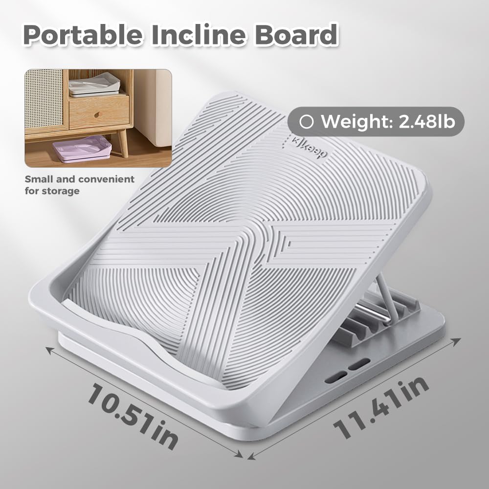 Keep Compact Slant Board for Calf Stretching, 5-Level Adjustable ABS Incline Board, Portable Foot Stretcher for Ankle Mobility, Yoga & Home Fitness, Women Teens Beginners