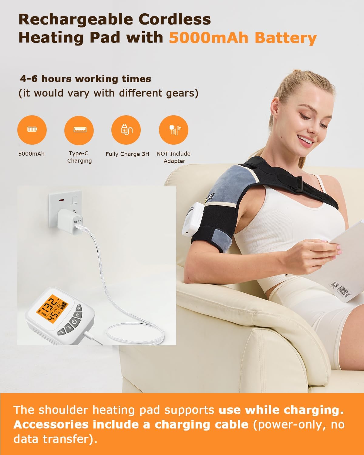 Cordless Leg Massager for Circulation and Pain Relief - 5000mAh Portable Heating Pad for Leg and Calf with 3-Level Vibration Massage, 104-140℉ Adjustable Temperature & 30/45/60 Min Timer