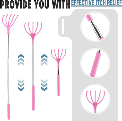 Silicone Back Scratching Tool Extendable Telescopic Back Scratcher Skin Safe Bristle Claw Back Scratcher with Folding Handle