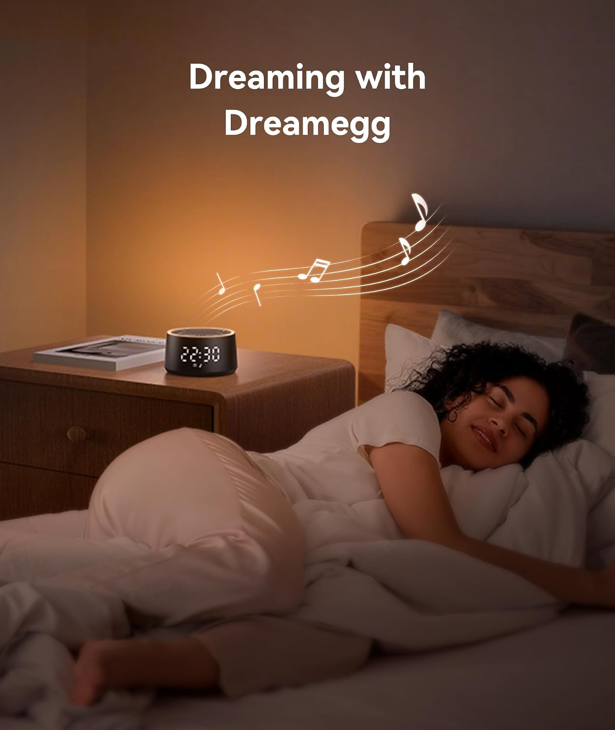 Dreamegg D1 Nova Sound Machine Alarm Clock, White Noise for Sleep, Black | 25 Sounds, 7 Gentle Alarms, Dimmable Clock, 10-480 Min Timer, White Noise Machine Alarm Clock for Heavy Sleepers, Adults