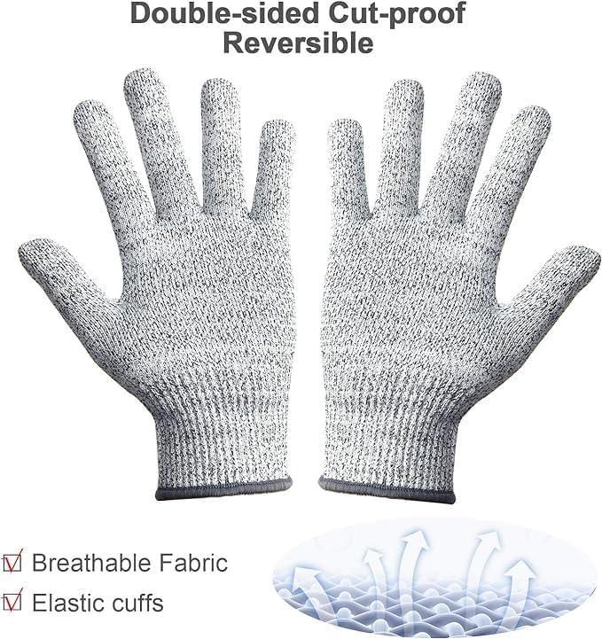 Cutting Gloves, 2 Pairs Cut Resistant Gloves, Cut Proof Gloves Kitchen | Cutting Gloves for Chef, Cut Gloves, Tesuchan