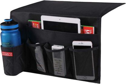 Zafit 5 Pockets Bedside Caddy, Bedside Storage Organizer for Water Bottles, Magazines, Phone, Glasses (5 Pockets-Grey)