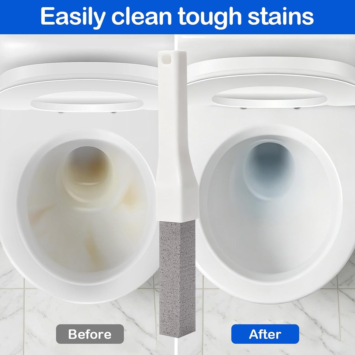 Pumice Stone Toilet Bowl Cleaner with Handle for Hard Water & Rust | Toilet Pumice Stone for Hard Water Ring, Rust Stains, Toilet Bowls and Sinks